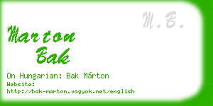 marton bak business card